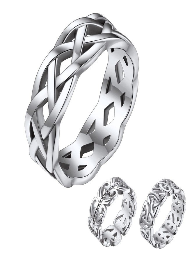 Bestyle Celtic Knot Band Rings for Men Women, Stainless Steel Irish Finger Ring Viking Wedding Bands Jewelry Gift Wedding Promise (10-Stainless Steel-Style02) - Image 1
